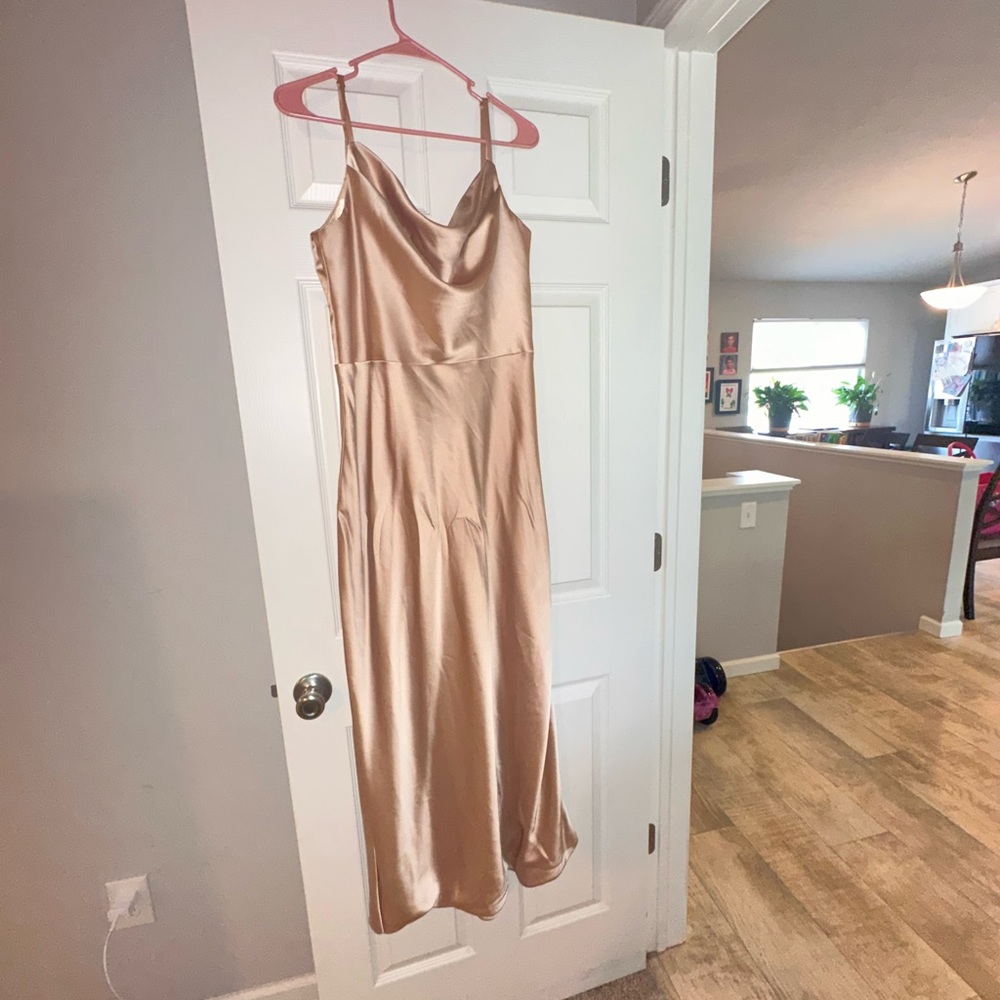 Revelry Champagne 703 Satin Bridesmaids Dress